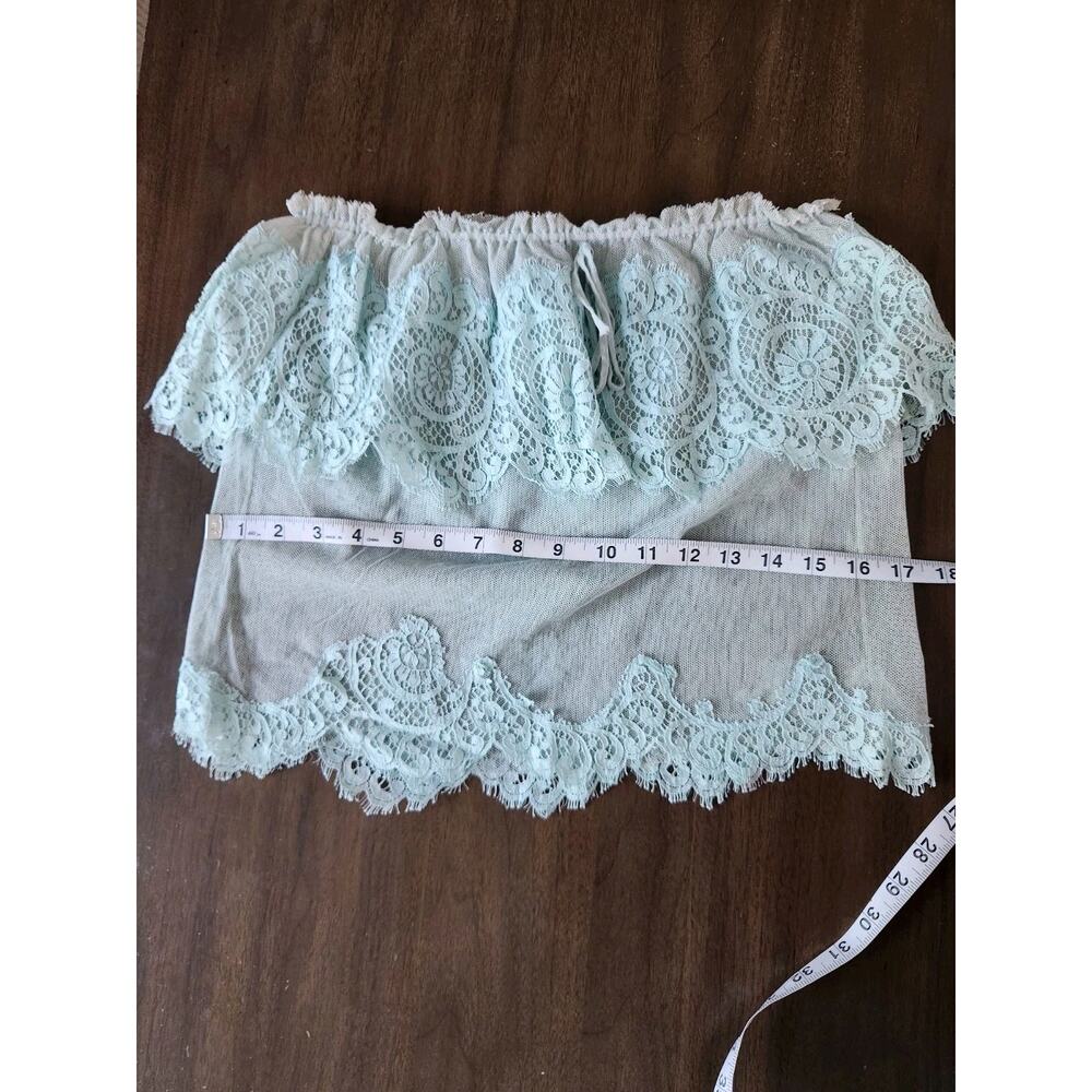 Catherine Brickhill Cotton Mesh Tulle Lace Strapless Sheer Top Light Mint S - Picture 5 of 6